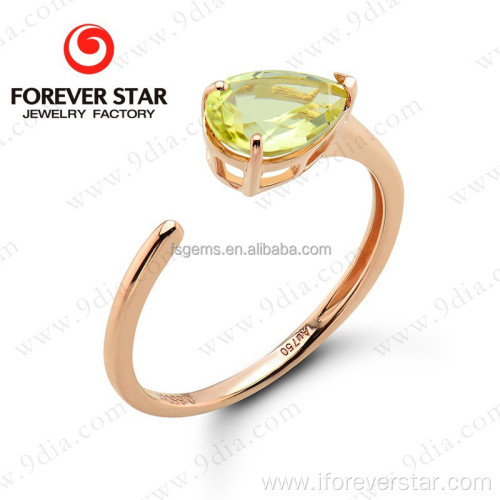 Trendy Natural Gemstone 14K Gold Ring Couple Ring